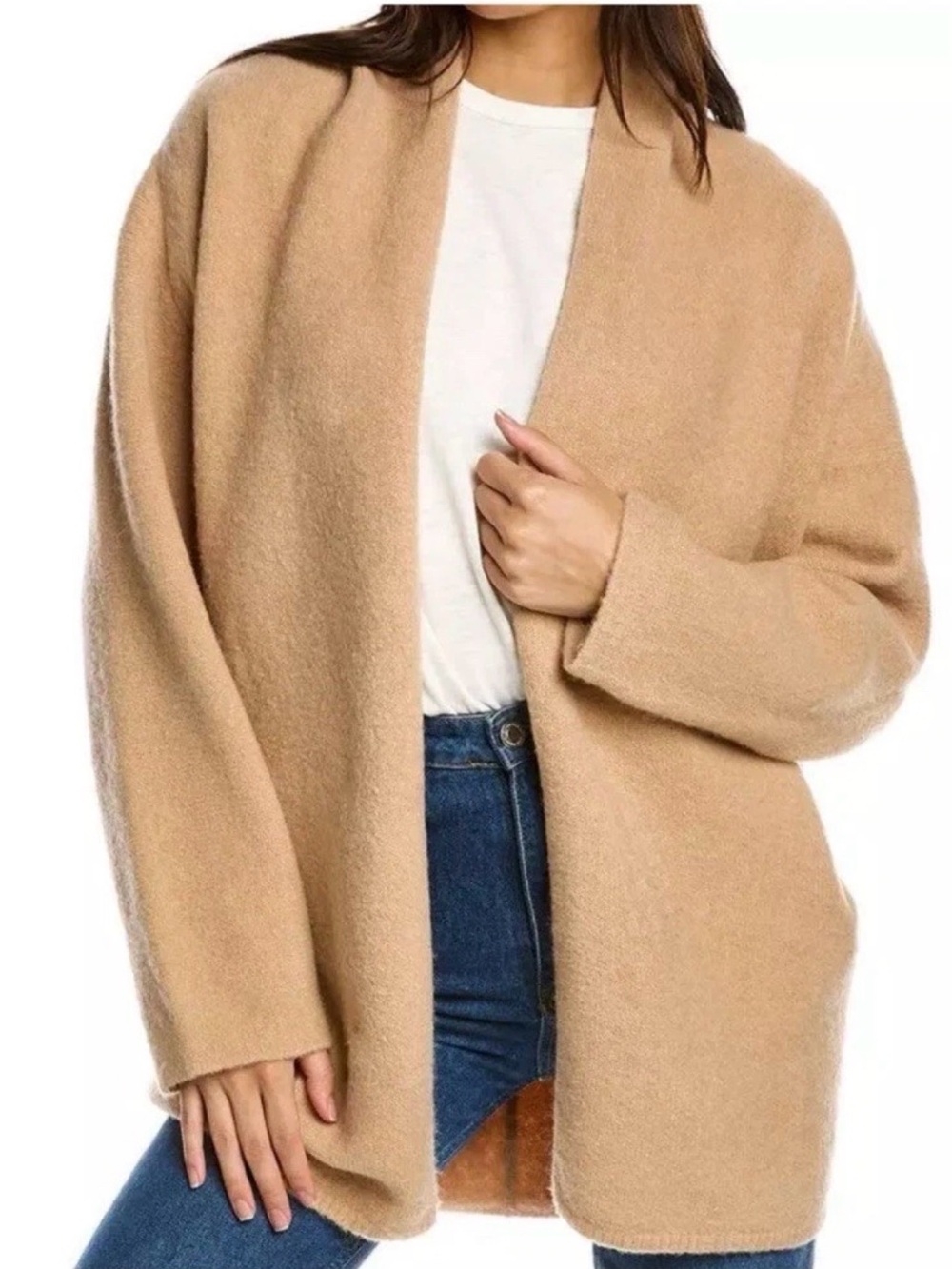 Vince tan camel wool blend cardigan sweater plush warm beautiful large